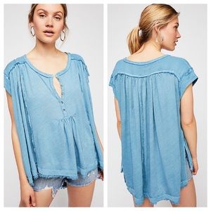 Free People Blue Aster Henley Top